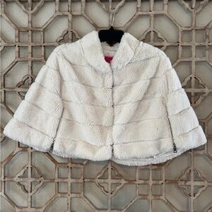 Betsey Johnson Cream Faux Fur Cape